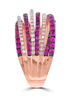New 🎉 1/3 ct. t.w. Diamond and 3/4 ct. t.w. Ruby Ring in 14K Rose Gold by Effy® ⌛ -Effy® Sales Shop Belk 1967