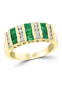 Discount 🛒 14K Yellow Gold Diamond and Natural Emerald Ring by Effy® 😍
