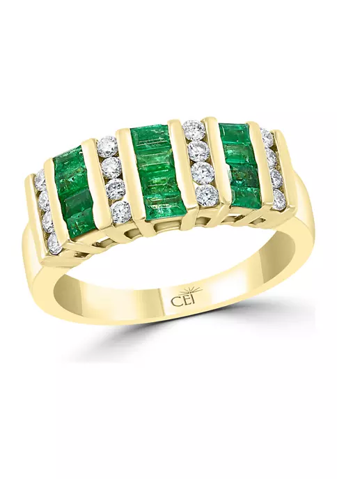 Discount 🛒 14K Yellow Gold Diamond and Natural Emerald Ring by Effy® 😍 2 Discount 🛒 14K Yellow Gold Diamond and Natural Emerald Ring by Effy® 😍 - Image 2