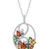 Coupon 🌟 1/3 ct. t.w. Diamond and 3.61 ct. t.w. Multi Sapphire Pendant Necklace in 14K Gold by Effy® 🎁
