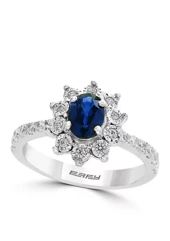 Cheap 🧨 14K White-Gold Diamond Natural Sapphire Ring by Effy® 😀