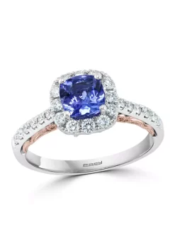 Coupon ❤️ 1/2 ct. t.w. Diamond and 1 ct. t.w. Tanzanite Ring in 14K Two Tone Gold by Effy® 🎁