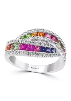 Brand new 🛒 1/4 ct. t.w. Diamond and 1.75 ct. t.w. Multi Gemstone Ring in 14K White Gold by Effy® 💯 -Effy® Sales Shop Belk 2000