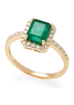 Wholesale ❤️ 3/4 ct. t.w. Diamond and 1.42 ct. t.w. Emerald Ring in 14K Yellow Gold by Effy® ❤️