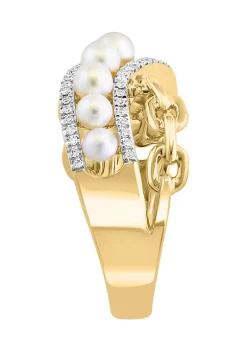 Best deal 🧨 14K Yellow Gold Diamond and Freshwater Pearl Ring by Effy® ⌛ -Effy® Sales Shop Belk 2023