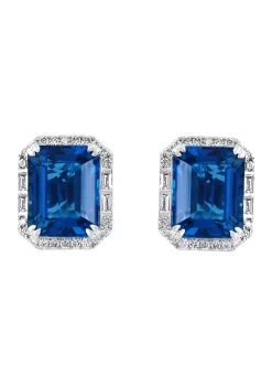 Outlet 😀 14k White Gold Diamond and London Blue Topaz Earrings by Effy® ⌛ -Effy® Sales Shop Belk 2036