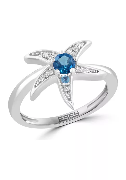 Cheapest 🔥 Diamond and Blue Topaz Starfish Ring in Sterling Silver by Effy® ⭐ 4 Cheapest 🔥 Diamond and Blue Topaz Starfish Ring in Sterling Silver by Effy® ⭐ - Image 4