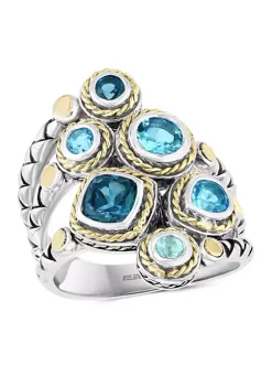 Budget 😉 Sterling Silver/18K Yellow Gold 2.15 ct. t.w. Blue Topaz, London Blue Topaz, and Sky Blue Topaz Ring by Effy® 🎁
