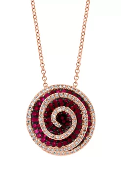 Best deal ⌛ 1/5 ct. t.w. Diamond and 1.12 ct. t.w. Natural Ruby Pendant Necklace in 14K Rose Gold by Effy® 😉