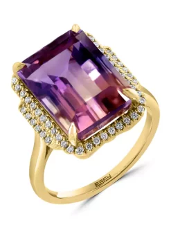 New ❤️ 14K Yellow Gold Diamond Ametrine Ring by Effy® 👍