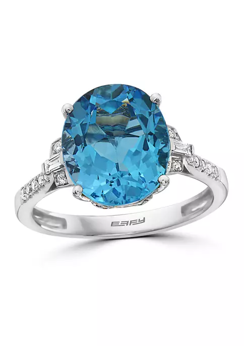 Hot Sale 💯 1/8 ct. t.w. Diamonds and 5.6 ct. t.w. Blue Topaz Ring in 14k White Gold by Effy® ⭐ 2 Hot Sale 💯 1/8 ct. t.w. Diamonds and 5.6 ct. t.w. Blue Topaz Ring in 14k White Gold by Effy® ⭐ - Image 2