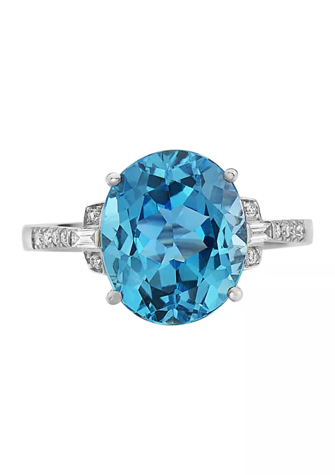 Hot Sale 💯 1/8 ct. t.w. Diamonds and 5.6 ct. t.w. Blue Topaz Ring in 14k White Gold by Effy® ⭐ 4 Hot Sale 💯 1/8 ct. t.w. Diamonds and 5.6 ct. t.w. Blue Topaz Ring in 14k White Gold by Effy® ⭐ - Image 4