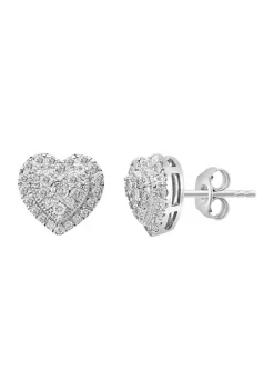 Cheap 🔔 1/2 ct. t.w. Diamond Heart Earrings in Sterling Silver by Effy® ⭐