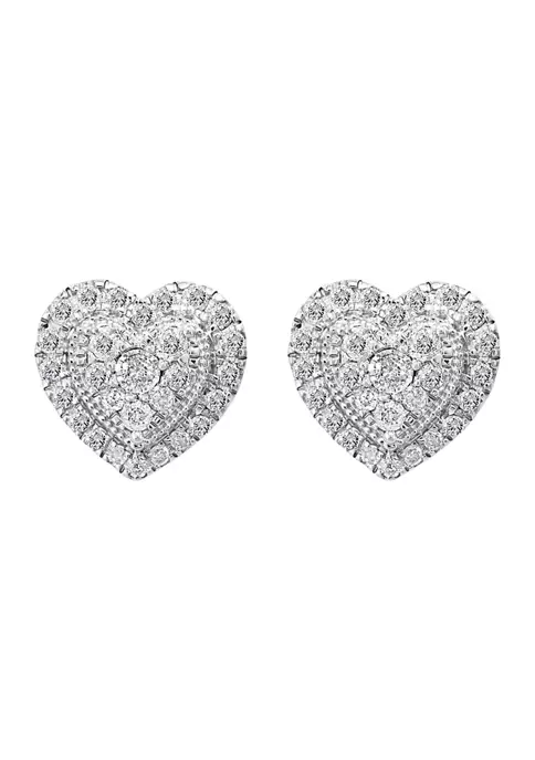 Cheap 🔔 1/2 ct. t.w. Diamond Heart Earrings in Sterling Silver by Effy® ⭐ 2 Cheap 🔔 1/2 ct. t.w. Diamond Heart Earrings in Sterling Silver by Effy® ⭐ - Image 2