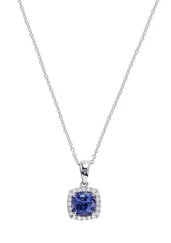 Buy 🔥 1/5 ct. t.w. Diamond and 1.4 ct. t.w. Tanzanite Pendant Necklace in Sterling Silver by Effy® 🥰
