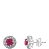 Best Sale ⭐ 1/10 ct. t.w. Diamond 1.14 ct. t.w. Natural Ruby Earrings in 14K White Gold by Effy® ✨