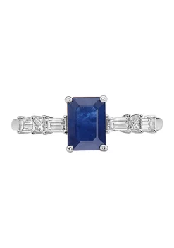 Best Sale 🎉 1.05 Sapphire and 1/4 ct. t.w. Diamond Ring in 14K White Gold by Effy® 🔥
