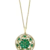 Outlet 🌟 1/4 ct. t.w. Diamond and 2.1 ct. t.w. Emerald Pendant Necklace in 14K Yellow Gold by Effy® 😍