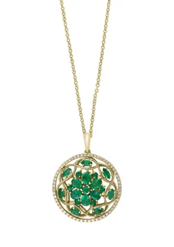 Outlet 🌟 1/4 ct. t.w. Diamond and 2.1 ct. t.w. Emerald Pendant Necklace in 14K Yellow Gold by Effy® 😍