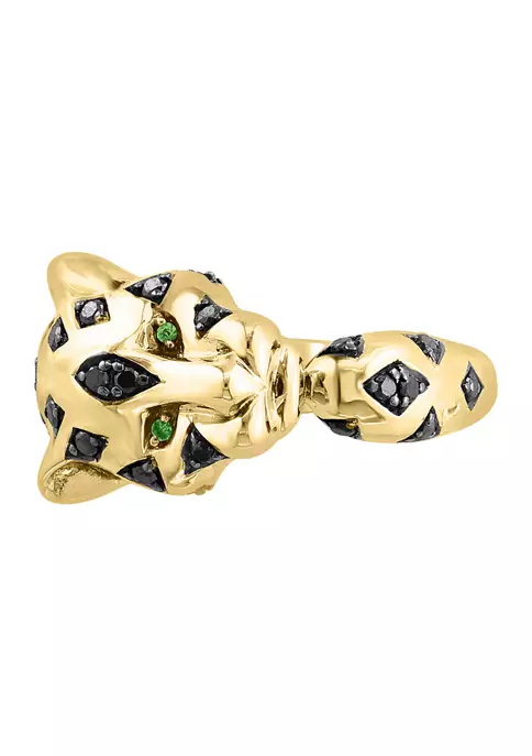 Cheapest 🛒 14K Yellow Gold Black Diamond, Tsavorite Panther Ring by Effy® 💯 2 Cheapest 🛒 14K Yellow Gold Black Diamond, Tsavorite Panther Ring by Effy® 💯 - Image 2