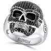Coupon 🧨 Men's Black Spinel Skull Ring in Sterling Silver by Effy® 🎁