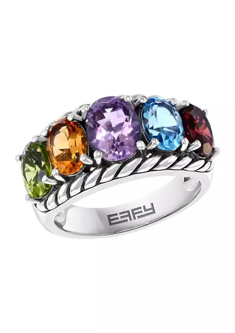 Best Sale 🎁 Sterling Silver 6.46 ct. t.w. Amethyst, Blue Topaz, Citrine, Garnet, and Peridot Ring by Effy® 🤩 4 Best Sale 🎁 Sterling Silver 6.46 ct. t.w. Amethyst, Blue Topaz, Citrine, Garnet, and Peridot Ring by Effy® 🤩 - Image 4