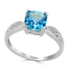 Cheap 🎉 1/10 ct. t.w. Diamond and 1.2 ct. t.w. Aquamarine Ring in 14K White Gold by Effy® 🥰