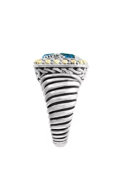 Deals 🧨 Blue Topaz, London Blue Topaz, Sky Blue Topaz Ring in Sterling Silver/18k Yellow Gold by Effy® 🥰 -Effy® Sales Shop Belk 2197