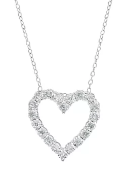 Best Sale 🎁 1/5 ct. t.w. Diamond Heart Pendant Necklace in Sterling Silver by Effy® 😀