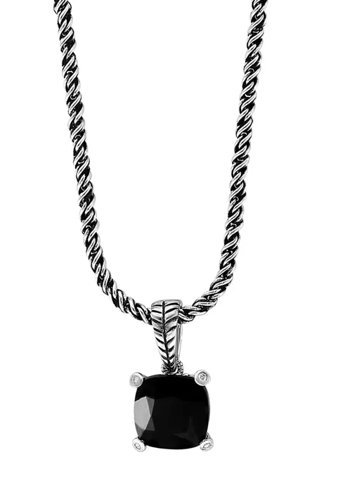 Hot Sale 🛒 1/10 ct. t.w. Diamond and 3.7 ct. t.w. Onyx Pendant Necklace in Sterling Silver by Effy® 🤩 2 Hot Sale 🛒 1/10 ct. t.w. Diamond and 3.7 ct. t.w. Onyx Pendant Necklace in Sterling Silver by Effy® 🤩 - Image 2