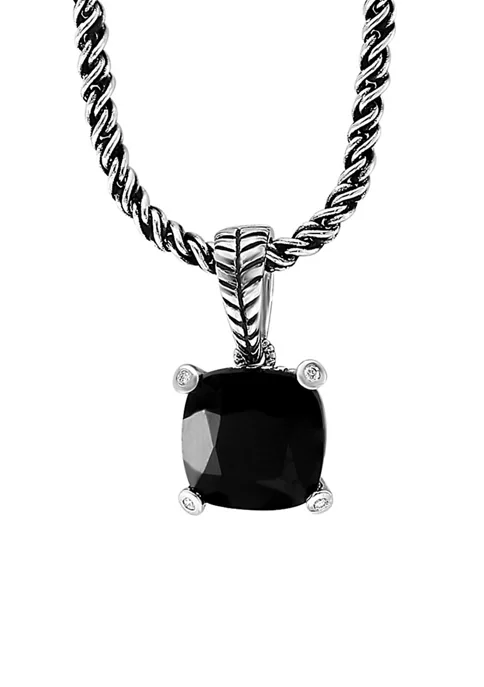 Hot Sale 🛒 1/10 ct. t.w. Diamond and 3.7 ct. t.w. Onyx Pendant Necklace in Sterling Silver by Effy® 🤩 4 Hot Sale 🛒 1/10 ct. t.w. Diamond and 3.7 ct. t.w. Onyx Pendant Necklace in Sterling Silver by Effy® 🤩 - Image 4