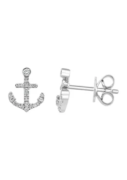 Discount 🔥 Sterling Silver 1/8 ct. t.w. Diamond Anchor Earrings by Effy® 👍