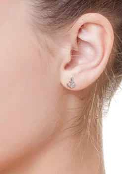 Discount 🔥 Sterling Silver 1/8 ct. t.w. Diamond Anchor Earrings by Effy® 👍 -Effy® Sales Shop Belk 2248