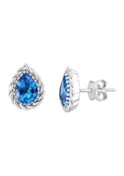 Brand new 😉 Blue Topaz Pear Stud Earrings in Sterling Silver by Effy® ❤️