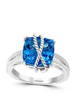 Hot Sale 😀 6.00 ct. t.w. Blue Topaz Ring in Sterling Silver by Effy® ❤️