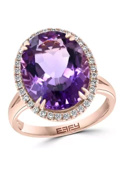 Outlet 😍 1/4 ct. t.w. Diamond and 8.25 ct. t.w. Amethyst Ring in 14K Rose Gold by Effy® ⭐