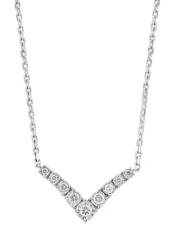 Best deal 🔥 1/4 ct. t.w. Diamond Miracle Set Diamond V Necklace in Sterling Silver by Effy® 😀