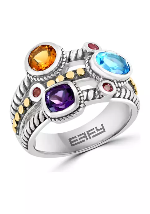 Cheap 🥰 Amethyst, Blue Topaz, Citrine, and Pink Tourmaline Ring in 18K Sterling Silver by Effy® 😉 1 Cheap 🥰 Amethyst, Blue Topaz, Citrine, and Pink Tourmaline Ring in 18K Sterling Silver by Effy® 😉