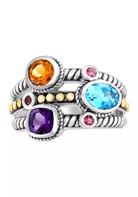 Cheap 🥰 Amethyst, Blue Topaz, Citrine, and Pink Tourmaline Ring in 18K Sterling Silver by Effy® 😉 2 Cheap 🥰 Amethyst, Blue Topaz, Citrine, and Pink Tourmaline Ring in 18K Sterling Silver by Effy® 😉 - Image 2