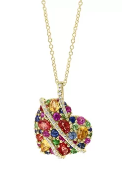Discount ⌛ 1/8 ct. t.w. Diamond and 2.53 ct. t.w. Multi Gemstone Pendant Necklace in 14K Yellow Gold by Effy® ✨