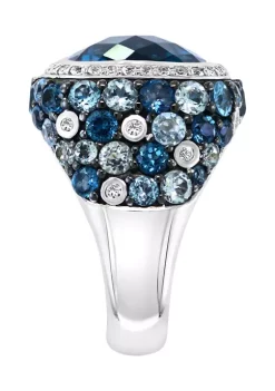 Discount 🧨 Sterling Silver Blue Topaz, London Blue Topaz, Sky Blue Topaz, and White Sapphire Ring by Effy® 😍 -Effy® Sales Shop Belk 2302