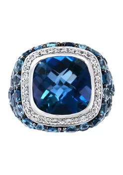 Discount 🧨 Sterling Silver Blue Topaz, London Blue Topaz, Sky Blue Topaz, and White Sapphire Ring by Effy® 😍 -Effy® Sales Shop Belk 2303