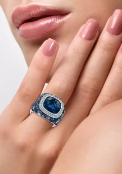 Discount 🧨 Sterling Silver Blue Topaz, London Blue Topaz, Sky Blue Topaz, and White Sapphire Ring by Effy® 😍 -Effy® Sales Shop Belk 2304