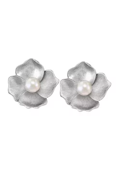 Best Sale 🎁 925 Sterling Silver Freshwater Pearl Flower Earrings by Effy® 🧨