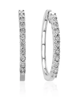 New ❤️ 0.24 ct. t.w. Diamond Hoop Earrings in Sterling Silver by Effy® ✔️