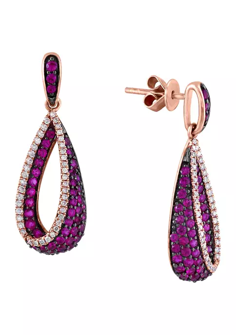 Discount ✨ 14k Rose Gold 1/4 ct. t.w. Diamond, 1.10 ct. t.w. Natural Ruby Earrings by Effy® ❤️ 2 Discount ✨ 14k Rose Gold 1/4 ct. t.w. Diamond, 1.10 ct. t.w. Natural Ruby Earrings by Effy® ❤️ - Image 2