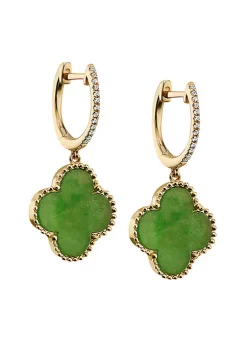 Outlet 💯 1/10 ct. t.w. Diamond and 3.95 ct. t.w. Green Jade Earrings in 14K Yellow Gold by Effy® 🎁 -Effy® Sales Shop Belk 2353