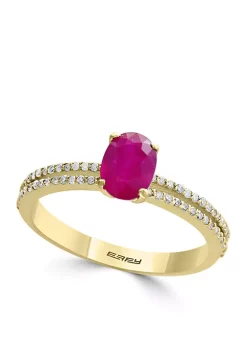 Buy 🛒 14k Yellow Gold, Diamond and Mozambique Ruby Ring by Effy® 💯