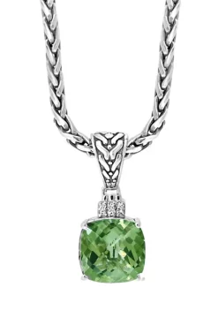 Top 10 🧨 Sterling Silver 1/10 ct. t.w. Diamond and 4 ct. t.w. Green Amethyst Pendant by Effy® 😉