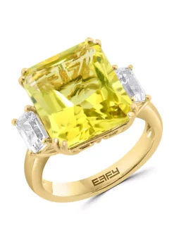 Buy ⭐ 14K Yellow Gold White Topaz Lemon Quartz Ring by Effy® 🛒